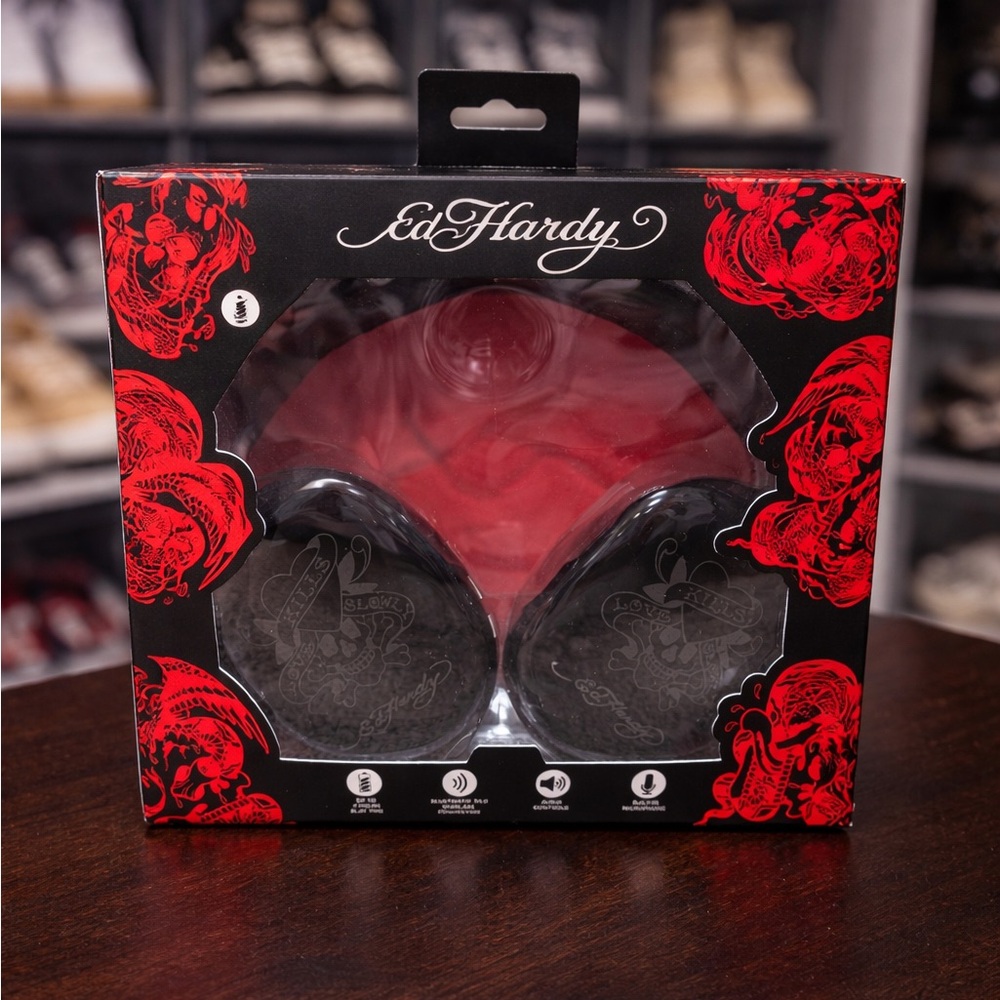 Ed Hardy Black and Red Graphic Boxing Gloves